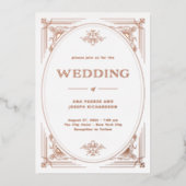Modern Deco | Elegant Roos Gold Wedding Folie Uitnodiging (Voorkant)
