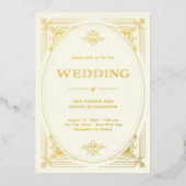 Modern Deco | Elegant Wedding Ivory and Gold Folie Uitnodiging (Voorkant)