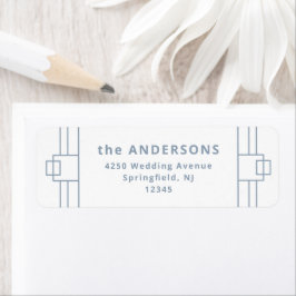 Modern Deco | Elegant White en Dusty Blue Etiket