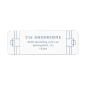 Modern Deco | Elegant White en Dusty Blue Etiket (Voorkant)