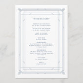 Modern Deco | Elegant White en Dusty Blue Wedding Programmakaart (Achterkant)