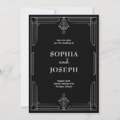 Modern Deco | Elegante Zwart en Wit Save The Date (Voorkant)