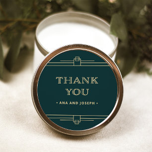 Modern Deco Emerald Green en Champagne Wedding Ronde Sticker