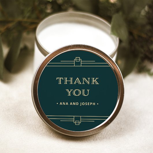 Modern Deco | Emerald Green en Champagne Wedding Ronde Sticker