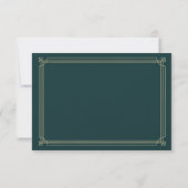 Modern Deco | Emerald Green en Champagne Wedding RSVP Kaartje (Achterkant)