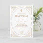 Modern Deco | Faux Gold en White Baptism Kaart (Staand voorkant)