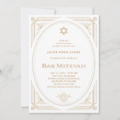 Modern Deco | Faux Gold en White Bar Mitzvah Kaart (Voorkant)