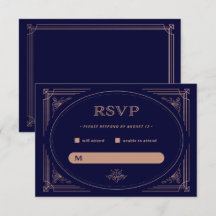 Modern Deco | Faux Roos Gold en marineblauw huweli