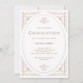 Modern Deco | Faux Roos Gold en White Afstuderen Kaart (Voorkant)