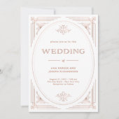 Modern Deco | Faux Roos Gold en White Wedding Kaart (Voorkant)