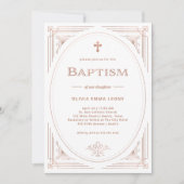 Modern Deco | Faux Roos Gold en witte baptisme Kaart (Voorkant)