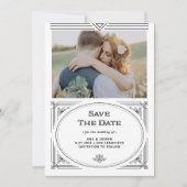 Modern Deco | Foto van Elegant Black en White Save The Date (Voorkant)