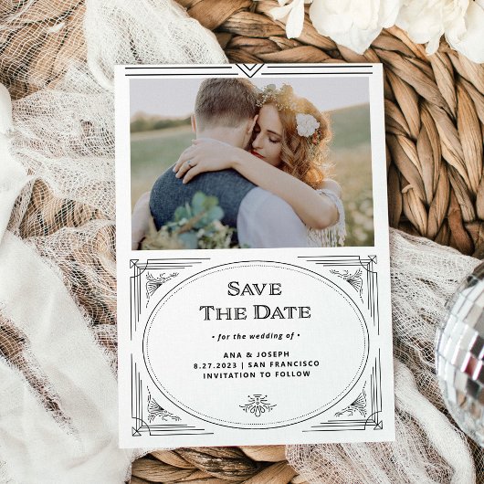 Modern Deco | Foto van Elegant Black en White Save The Date