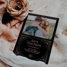 Modern Deco | Foto van Elegant Faux Gold en Black Save The Date