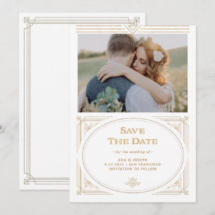 Modern Deco   Foto van Elegant Faux Gold en White Save The Date