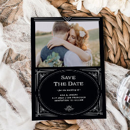 Modern Deco | Foto van Elegant Onyx Black en White Save The Date