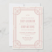 Modern Deco Frame Trouw Uitnodiging - Roos (Voorkant)