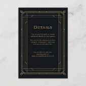 Modern Deco | Gegevens over zwarte en gouden bruil Informatiekaartje (Voorkant)