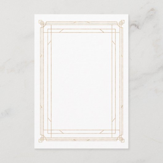 Modern Deco | Goud en witbruiloft — Gegevens Informatiekaartje (Achterkant)