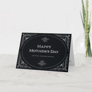 Modern Deco   Happy Mothers Day Black and White Kaart