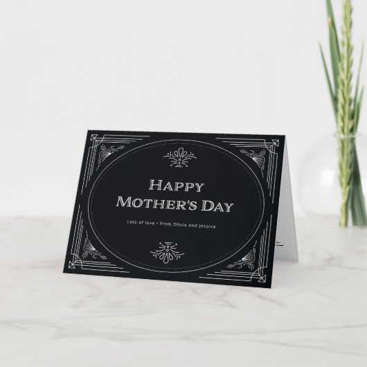 Modern Deco | Happy Mothers Day Black and White Kaart (Voorkant)