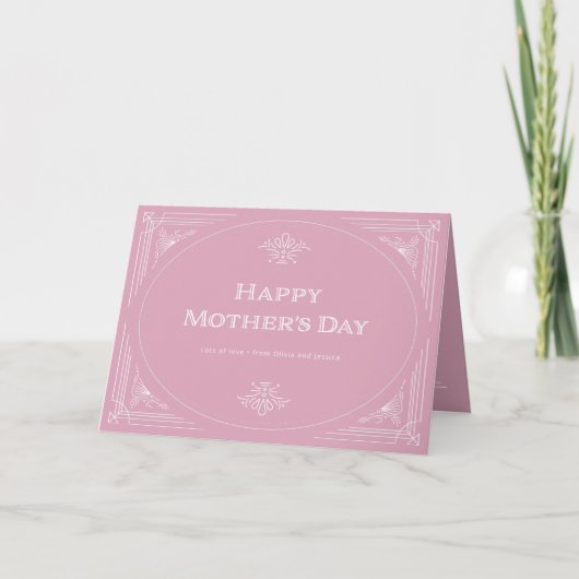 Modern Deco | Happy Mothers Day Pink Kaart (Voorkant)