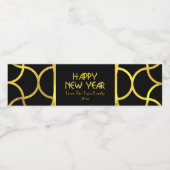 Modern, deco Happy Nieuwjaar, Gold Foil Waterfles Etiket (Enkel label)