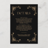 Modern Deco Ivory and Black Wedding Guest Details Informatiekaartje (Voorkant)