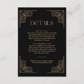 Modern Deco Ivory and Black Wedding Guest Details Informatiekaartje (Voorkant)