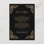 Modern Deco Ivory and Black Wedding Guest Details Informatiekaartje (Voorkant)