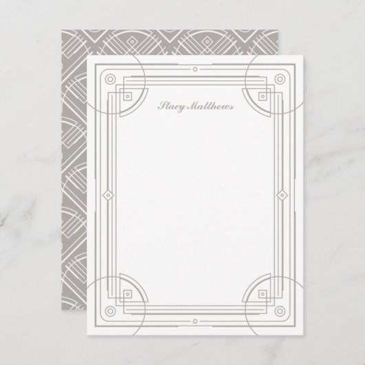 Modern Deco Lijst Stationery Note Kaart - Wit (Voorkant / Achterkant)