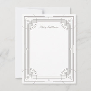 Modern Deco Lijst Stationery Note Kaart - Wit