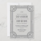 Modern Deco Lijst Wedding Invitation - Grijs Aankondiging (Voorkant)