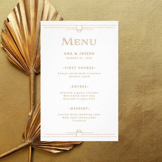 Modern Deco | Menu Elegant Gold en White Wedding
