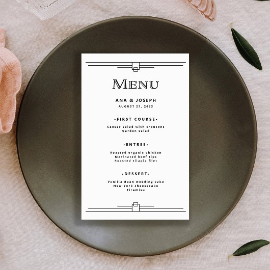 Modern Deco | Menu Zwart-witbruiloft