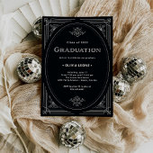 Modern Deco | Onyx zwart-wit Afstuderen Kaart