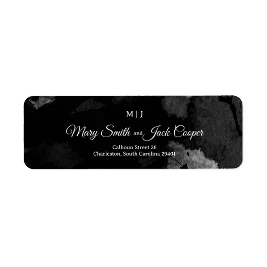 Modern deco retro Black and white bruiloft Etiket (Voorkant)