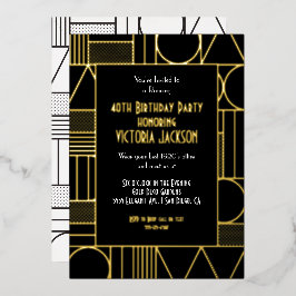 Modern Deco Roaring 20's Gatsby Birthday Party Folie Uitnodiging