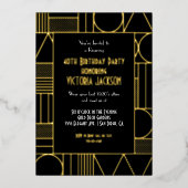 Modern Deco Roaring 20's Gatsby Birthday Party Folie Uitnodiging (Voorkant)