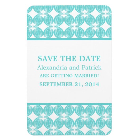 Modern Deco Save the Date Magnet, Aqua Magneet (Verticaal)