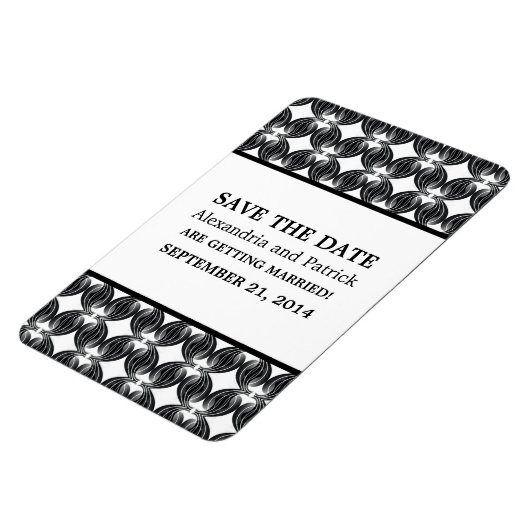 Modern Deco Save the Date Magnet, Black Magneet (Linkerzijde)
