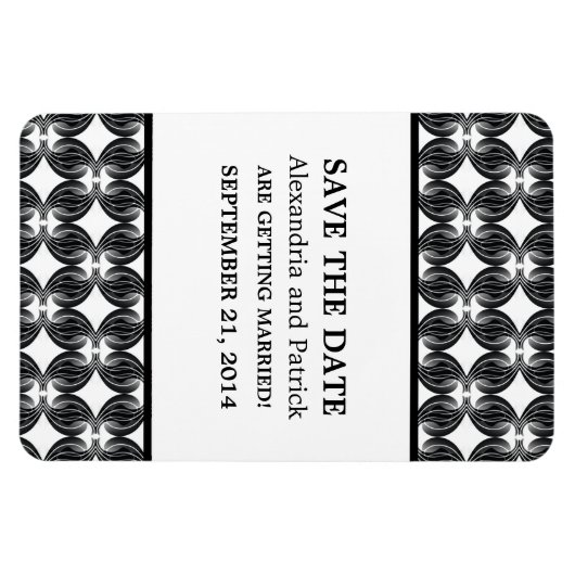 Modern Deco Save the Date Magnet, Black Magneet (Horizontaal)