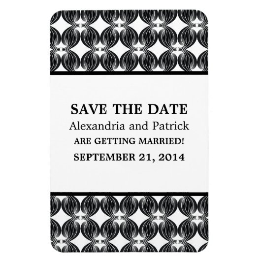 Modern Deco Save the Date Magnet, Black Magneet (Verticaal)