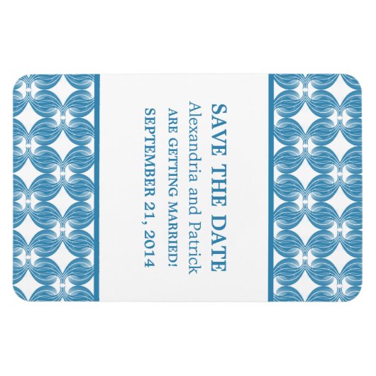 Modern Deco Save the Date Magnet, Blue Magneet (Horizontaal)