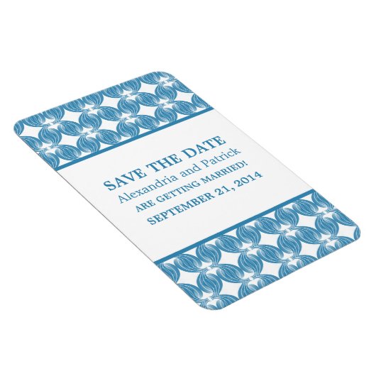 Modern Deco Save the Date Magnet, Blue Magneet (Rechterzijde)