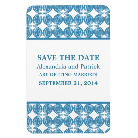 Modern Deco Save the Date Magnet, Blue Magneet (Verticaal)