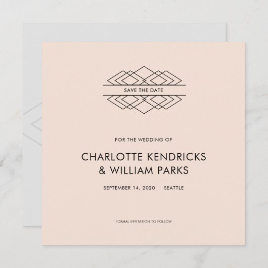 Modern Deco sparen de Datum Save The Date (Voorkant / Achterkant)