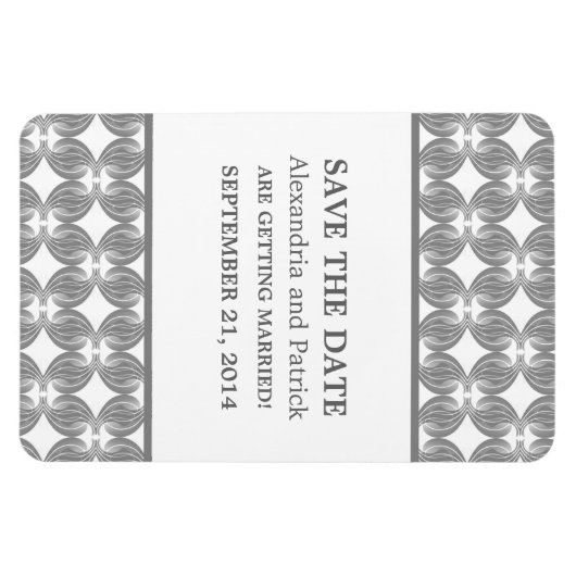 Modern Deco sparen de Magneet van de Datum, Grijs (Horizontaal)