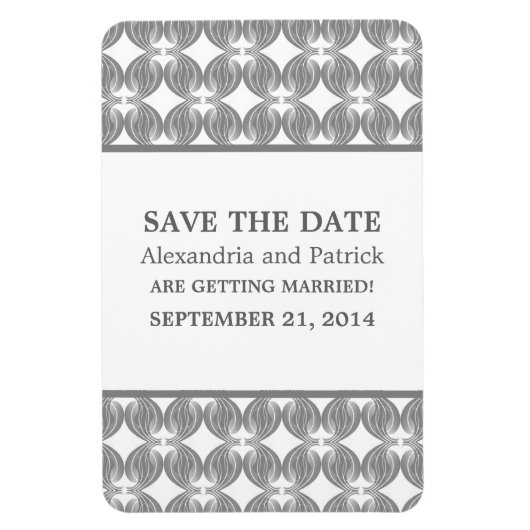 Modern Deco sparen de Magneet van de Datum, Grijs (Verticaal)