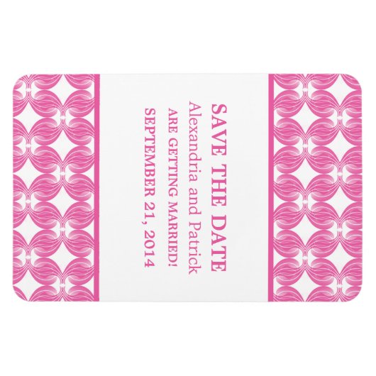 Modern Deco sparen de Magnet van de Datum, Roze Magneet (Horizontaal)